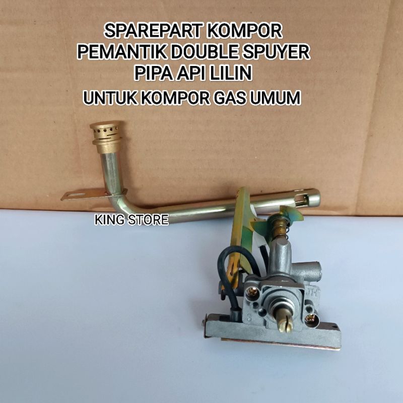 MESIN PEMANTIK API DOUBLE / 2 SPUYER + PIPA API LILIN BUAT KOMPOR GAS KACA UNIVERSAL