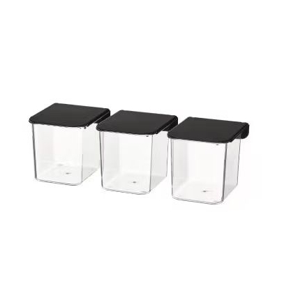 Wadah dengan penutup Ik34 SKADIS, set isi 3, hitam