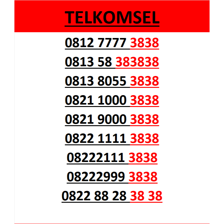 nomor cantik telkomsel simpati seri abab 3838 murah lengkap wn84 8000