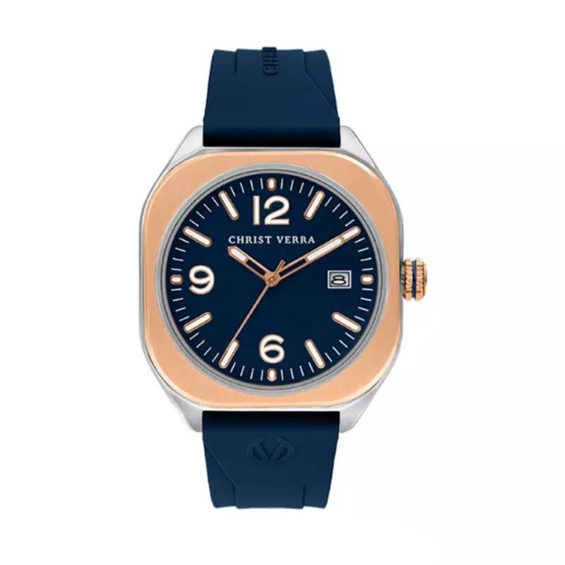 Jam Tangan Pria CHRIST VERRA CV 12150G-34 BLU Rubber Strap