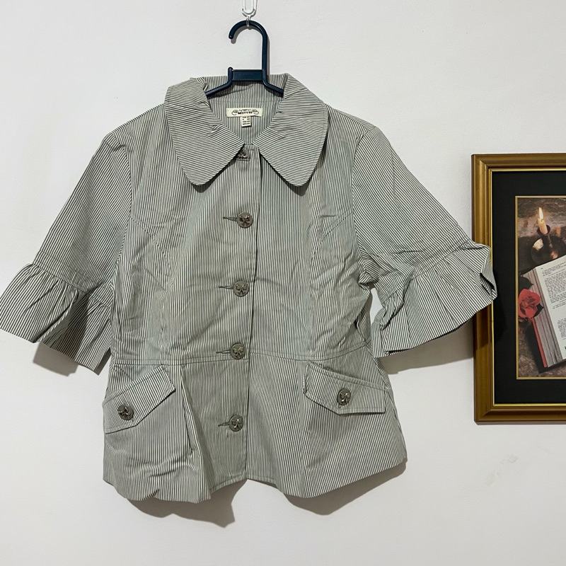 MISTY99 stripes women blazer in black and white Preloved / outer blouse top wanita kemeja salur