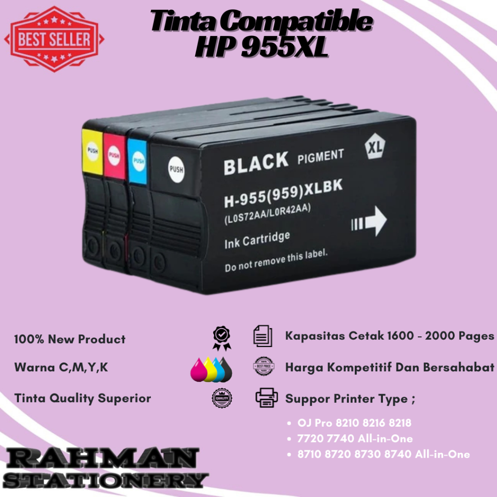 Cartridge Tinta 955XL 955 XL For Printer 7720 7740 8210 8740 8720 - 955XL 1Set