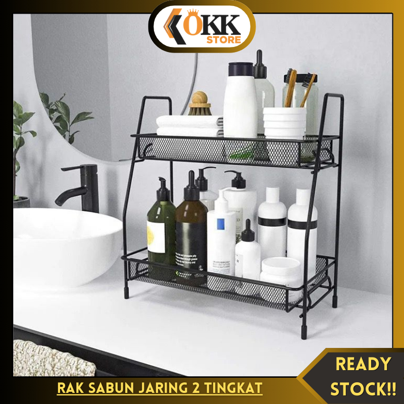 HANAFYU66 OKK RAK SABUN JARING 2 SUSUN KAMAR MANDI ANTI KARAT / RAK KOSMETIK JARING 2 SUSUN / RAK