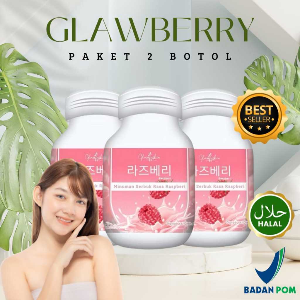 Paket 3 Box GLAWBERRY COLLAGEN | Pemutih Collagen By Glawfyskin Original BPOM Halal