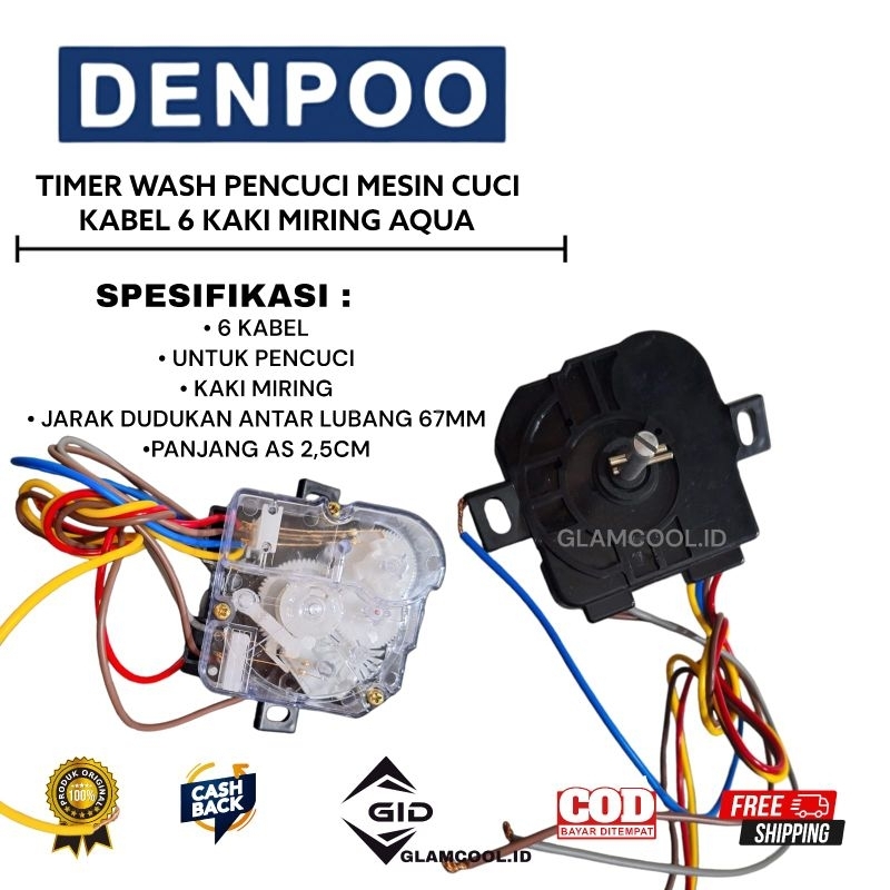 TIMER WASH PENCUCI MESIN CUCI KABEL 6 KAKI MIRING DENPOO