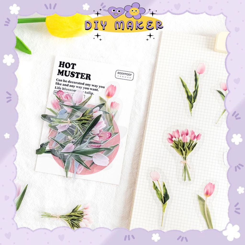 

DM ROSYPOSY Stiker PET FLOWER Sticker Decor Planner DIY Scrapbook Bunga Stiker Dekor Stiker - RP02