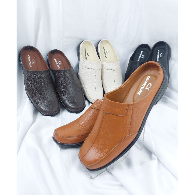 Sepatu Sandal Formal Pria Kulit Asli Model Slop Bustong