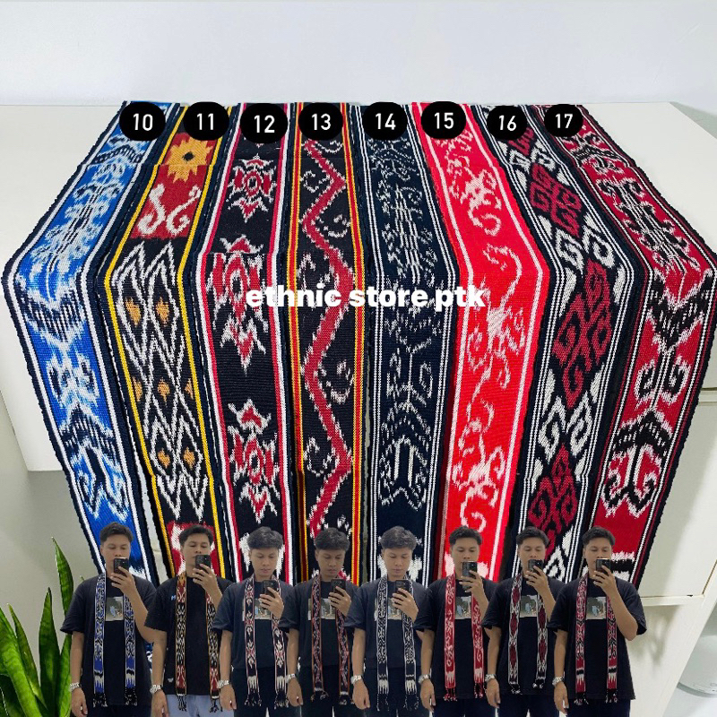 (Free Gelang) Syal Ikat Kepala Tenun Motif Etnik Dayak Kalimantan