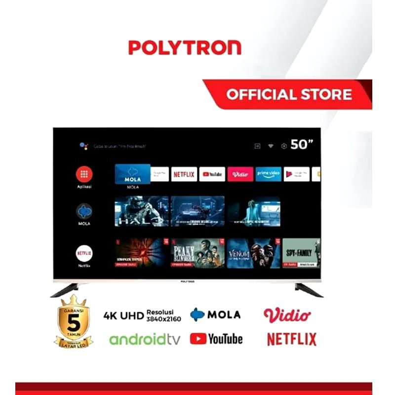 POLYTRON 50 INCH 50UG5959 ANDROID GOOGLE TV UHD 4K