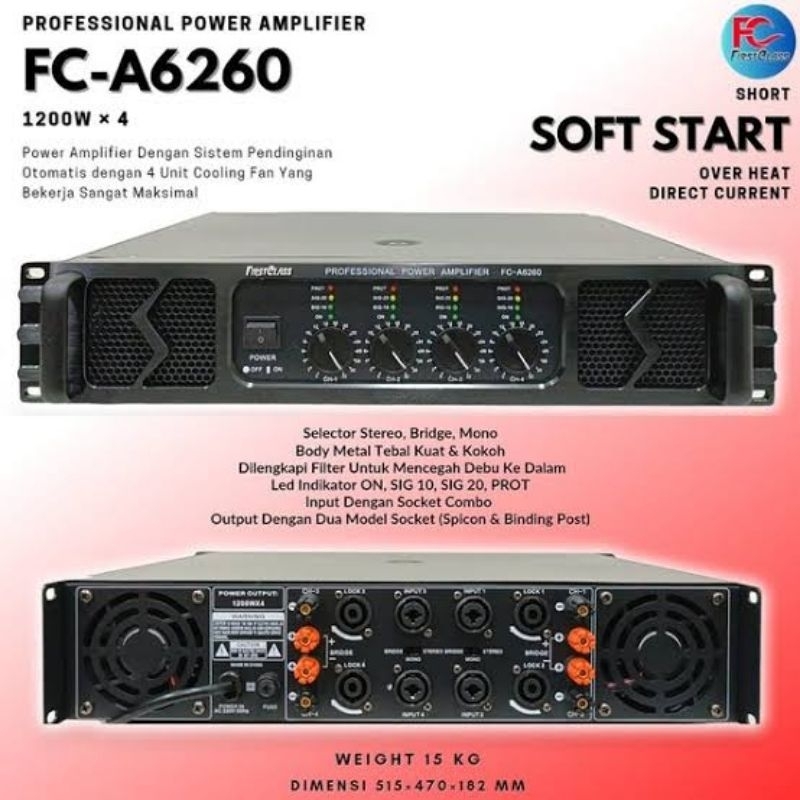 POWER AMPLIFIER FRISTCLASS FC-A6260 POWER 4 CHANNEL FC A 6260 FC A6260