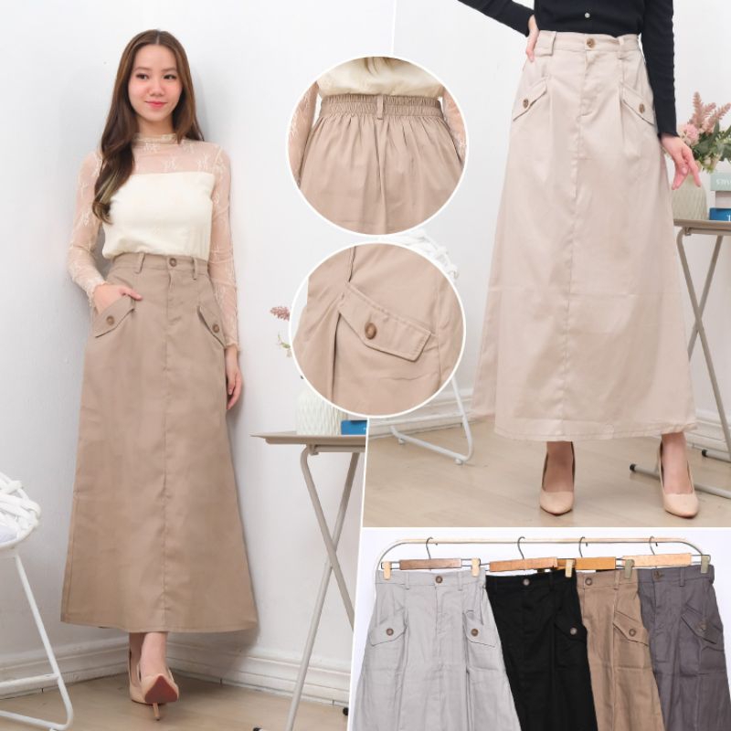 Rok Span Panjang Ritsleting 10032476 / Rok Gamis / Rok Lurus / Rok Muslim / Long Skirt Top Sale