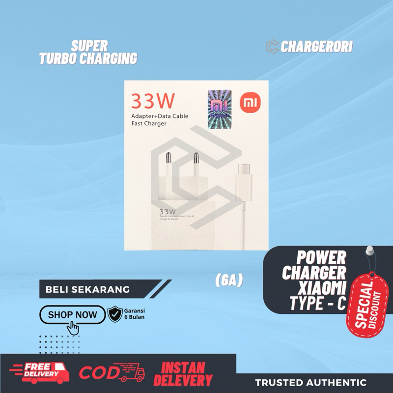 Charger Poco Turbo Charger 33W 100% Original Type - C Poco C65 Poco M5 Poco M5s C40 M4 Pro