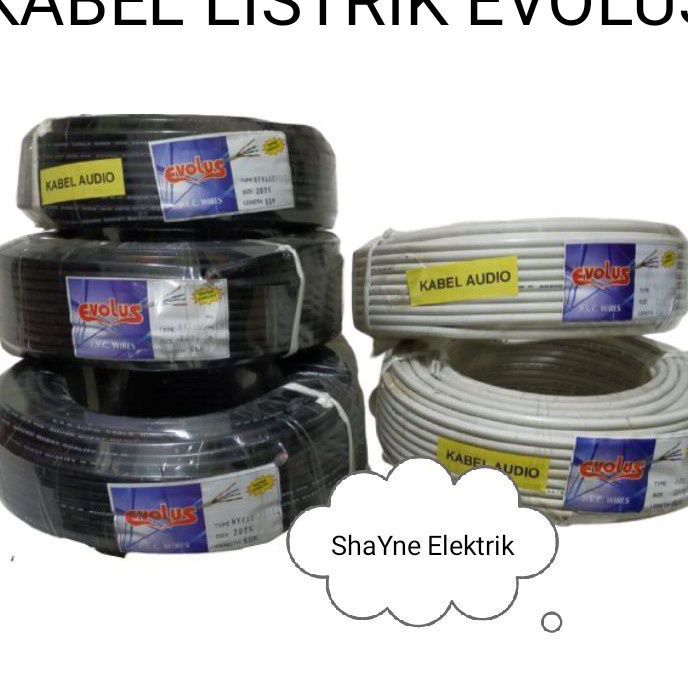 Langka KABEL Listrik isi 2 SERABUT 2X75 EVOLUS 5 Meter Hitam  Putih