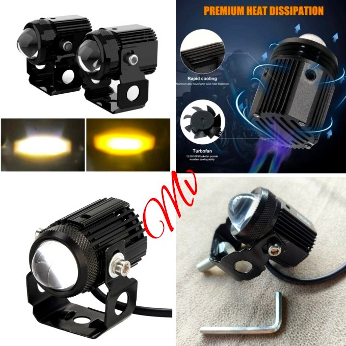 Lampu tembak Laser LED D3 mini kipas 2 warna High low putih kuning waterproof (KIPAS) IBRIGHT