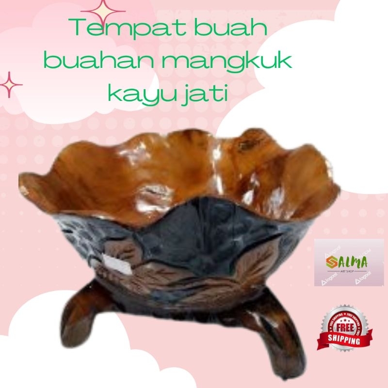 Tempat buah kayu jati/mangkuk buah kayu