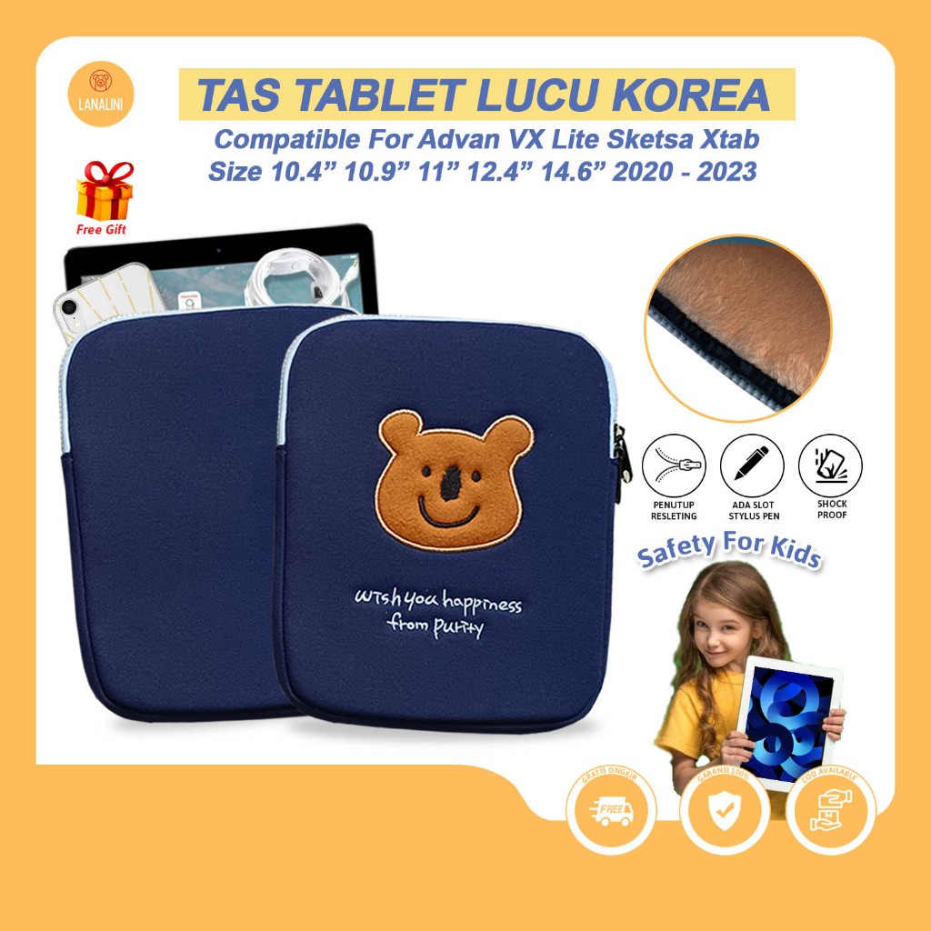 Tas Sleeve Case Advan Advan Sketsa 10 2 3 2023 VX Neo Lite Xtab X7 A10 A8 8 10.1 10 Inch Tab Belajar