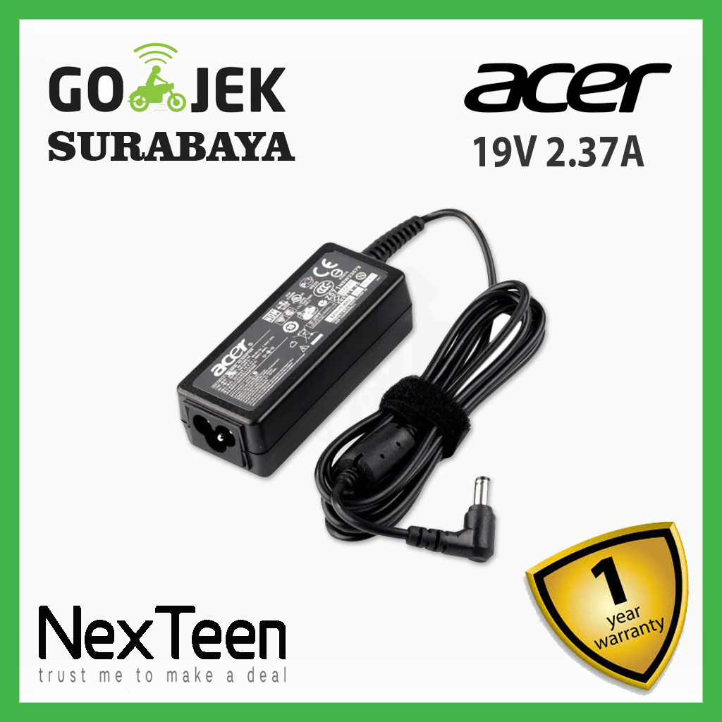 Adaptor charger acer original 19v 2.37a Aspire a515-51 ES1-111 ES1-131 ES1-432 E1 E5 E14 V3 V5 Aspir