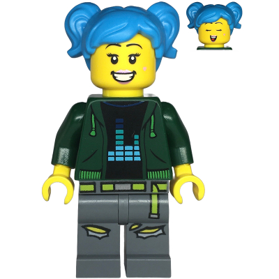Lego Minifigure twn475 Poppy Starr - Dark Green Hoodie, Dark Bluish Gray Legs