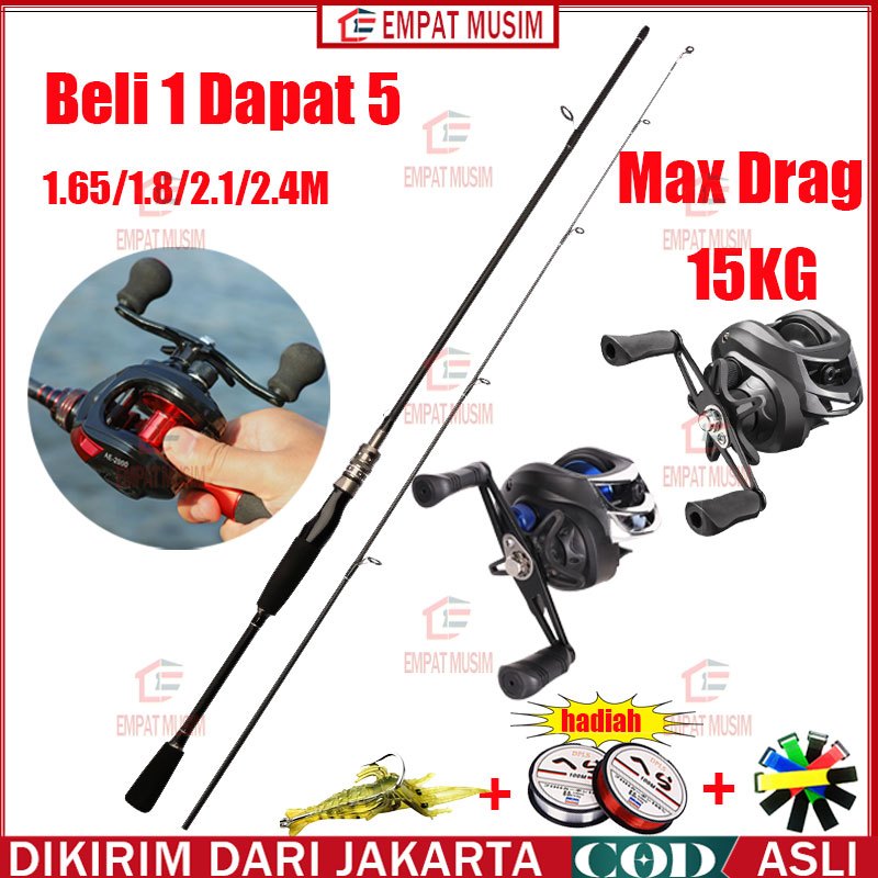 Best seller #Beli 1 Dapat 5 #Joran pancing 1 set, 1 set joran dan reel bc, BC Set Joran Pancing