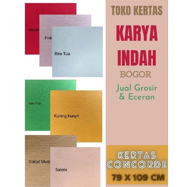 

Concorde Tipis 90g dan Tebal 220 g Warna Warni dijual per lembar