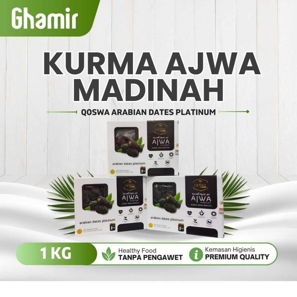 

Kurma Ajwa Madinah 1 Kg Qoswa Arabian Dates - Kurma Nabi - Kurma Ajwa Premium