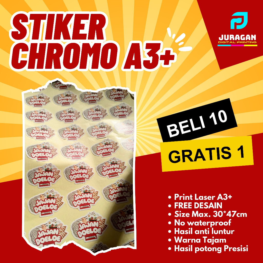 

STIKER CHROMO A3+ STIKER LABEL MAKANAN CUSTOM STIKER PRODUK STIKER LABEL MINUMAN MURAH