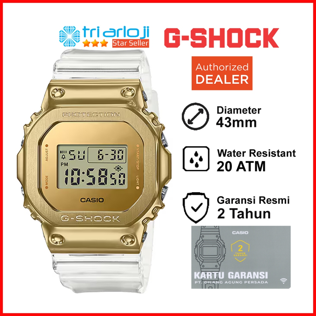 Casio G-SHOCK GM-5600SG-9DR Jam Tangan Pria GSHOCK GM5600 GM-5600SG-9 GM-5600 Gold Transparant Steel