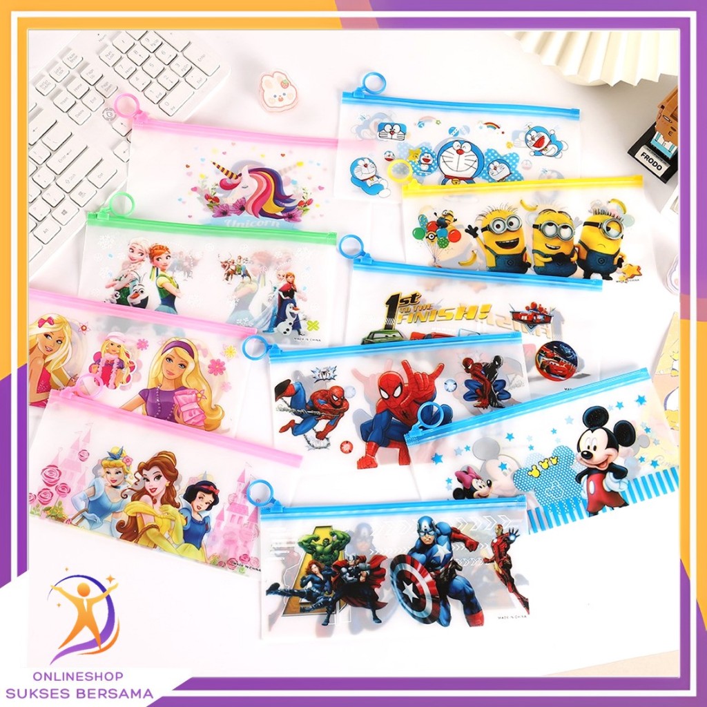 

OSB Tempat Pensil Pulpen Transparan Ziplock Karakter Serbaguna Pouch Zip Lock Penyimpanan Kosmetik Pouch Zipper Pencil Case Tempat Penyimpanan Alat Tulis Murah