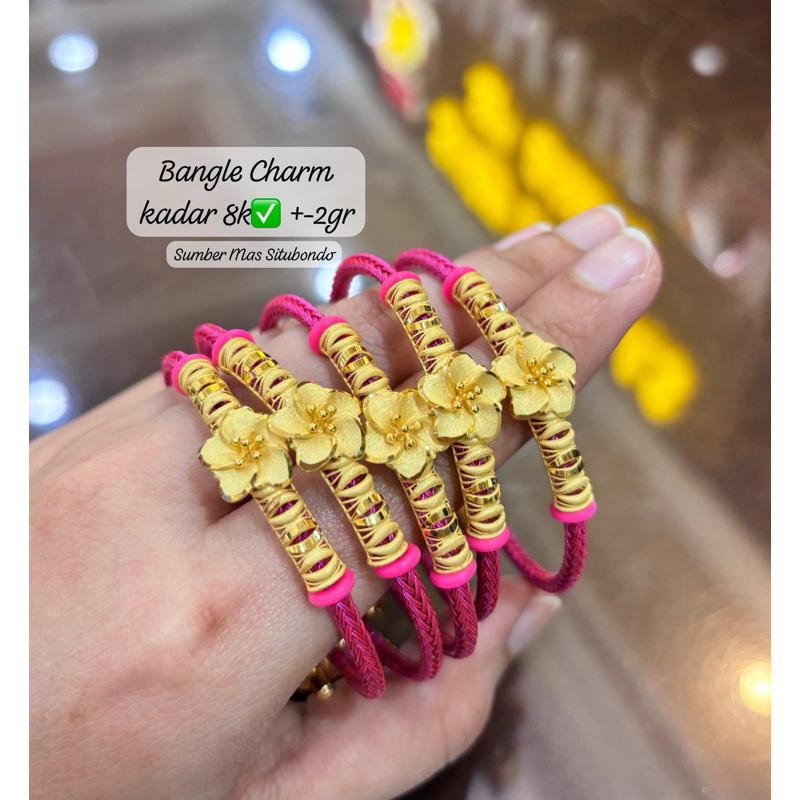 Gelang Tali + mainan emas kadar 8k✅375