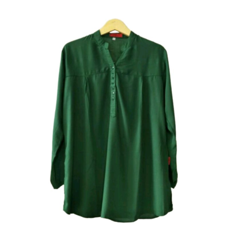 BLOUSE WARNA HIJAU BOTOL POLOS-BLUS RAYON-ATASAN JUMBO-PAKAIAN WANITA