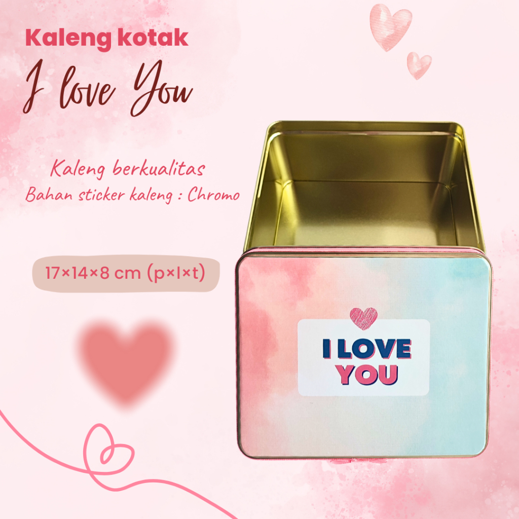 

Kaleng Kotak Kado I Love You 17x14x8 cm by Hapunni