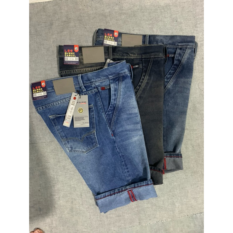 Celana Jeans Pendek Lois Pria Jumbo Size 33-38 Terlaris Biru Muda Lois Original