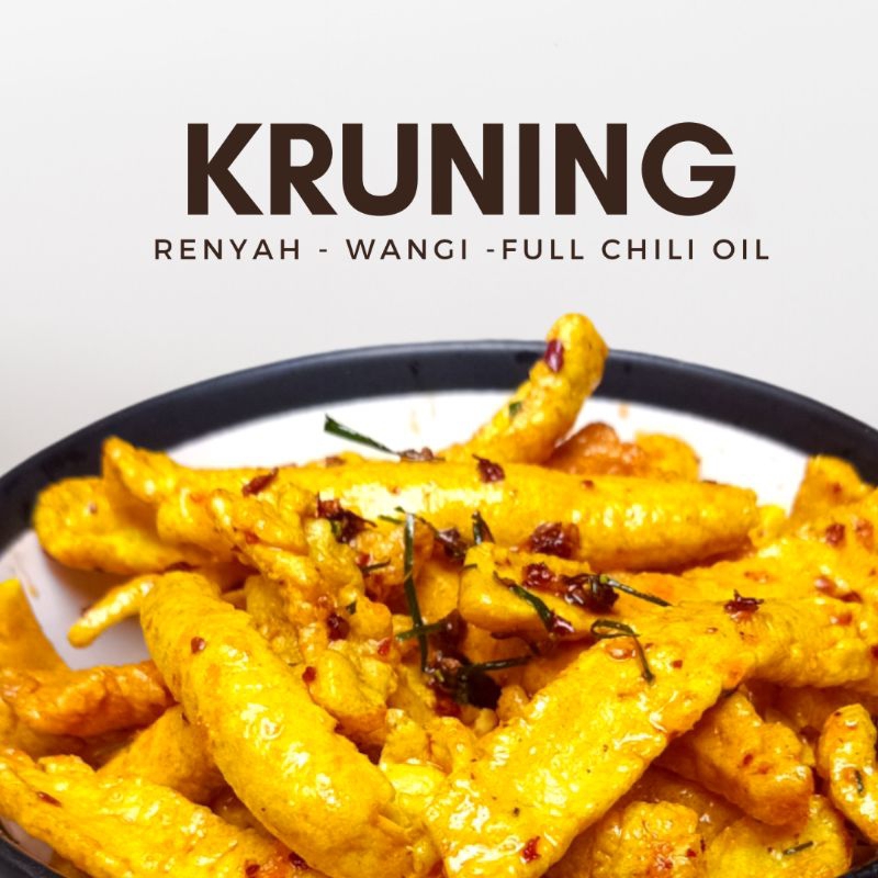 

Kruning Snack krupuk kuning rasa original dan pedas Chili oil - Cemilan kering gurih berat 250 gram