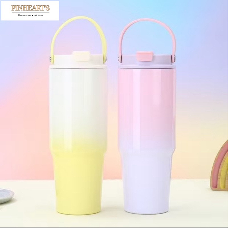 TUMBLER GRADASI WITH HANDLE 900ML / TUMBLER 2 TONE TUMBLER AESTHETIC / TUMBLER VIRAL NO PIPET