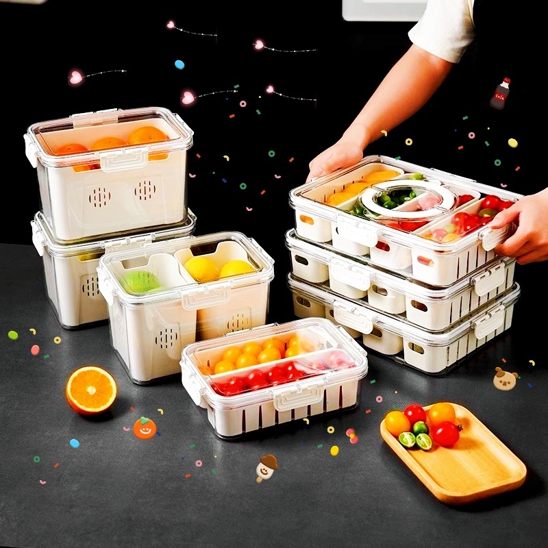 【New】BMWBAO Kotak makanan ringan penyimpanan makanan  dengan saringan buah kulkas Jepang Dengan peng
