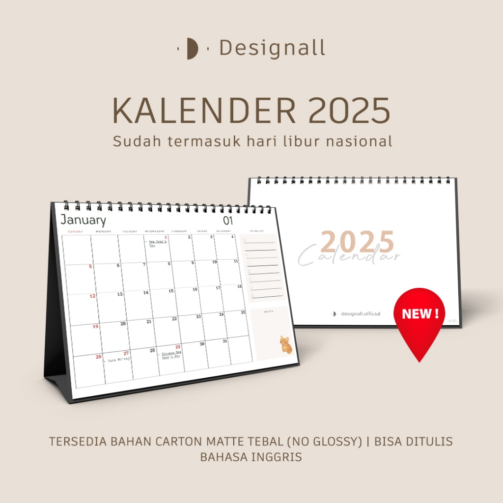 

Designall Kalender 2025 Aesthetic Meja / Kalender Duduk Spiral VM