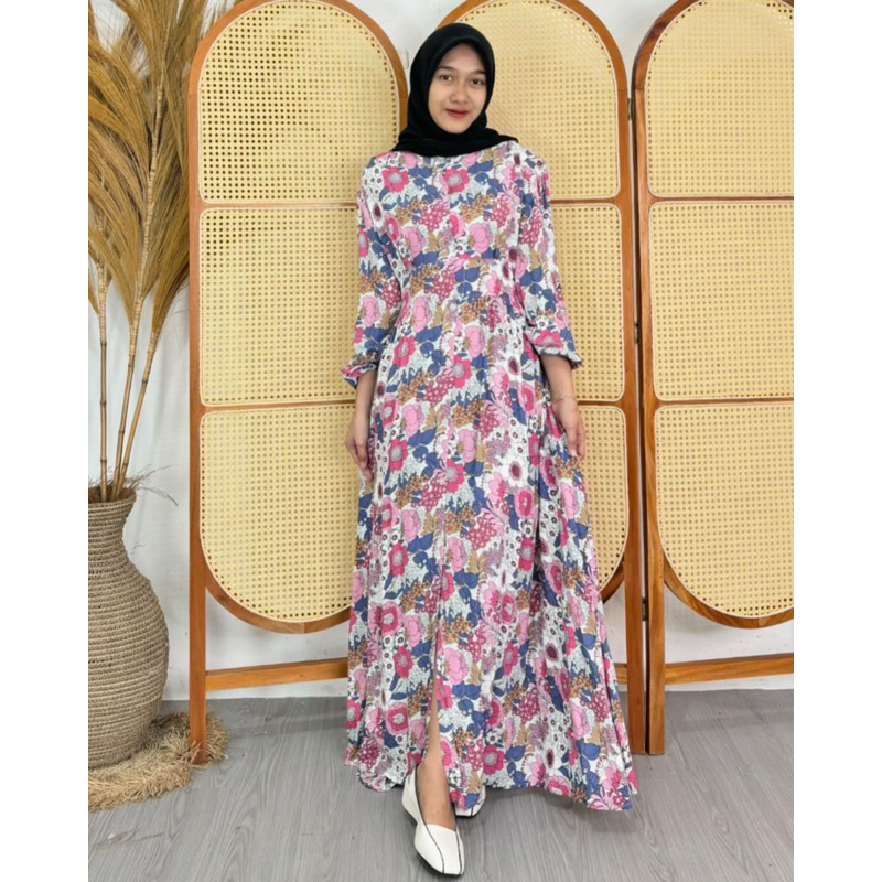 rosalina-GAMIS TIFA/gamis katun wanita motif bunga