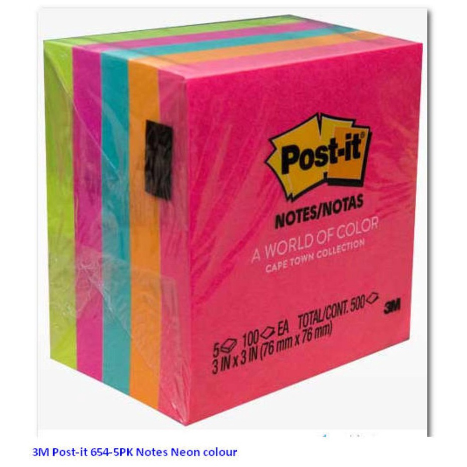 

Post it Stick Note Warna warni 654 merk 3M Isi 5 pad