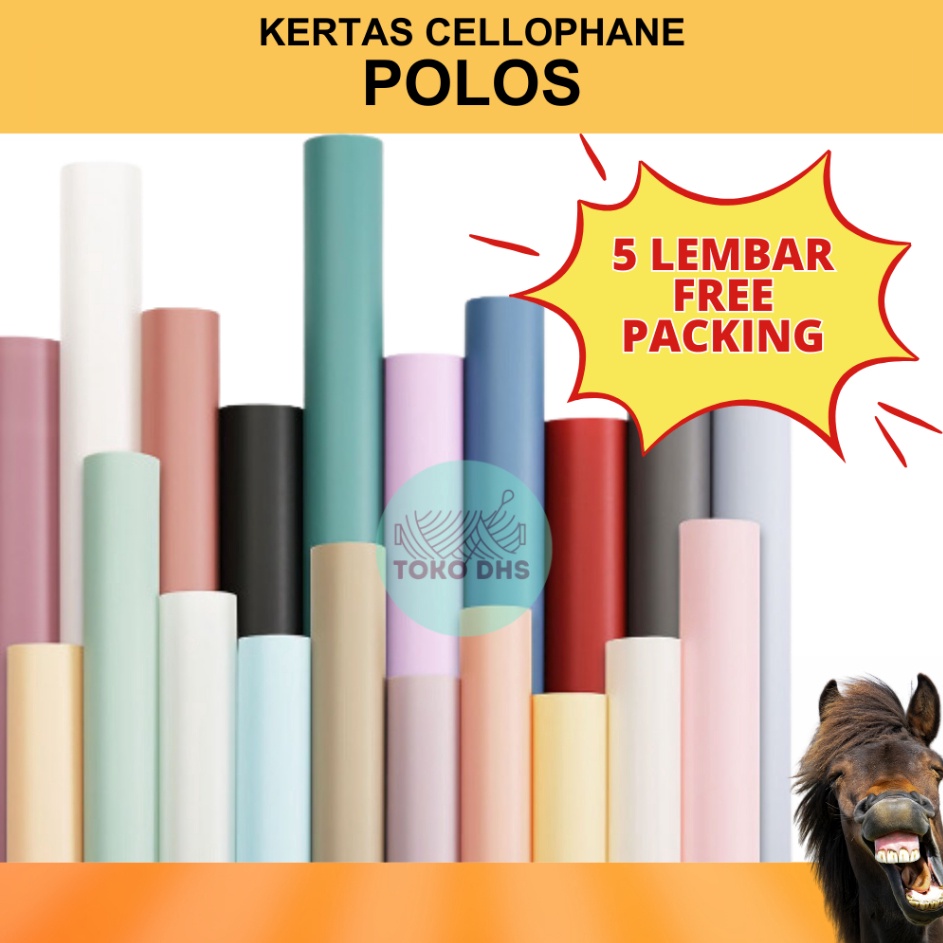 

SERU 5 LEMBAR Flower Wrapping SOLID POLOS Cellophane Kertas Buket Bunga
