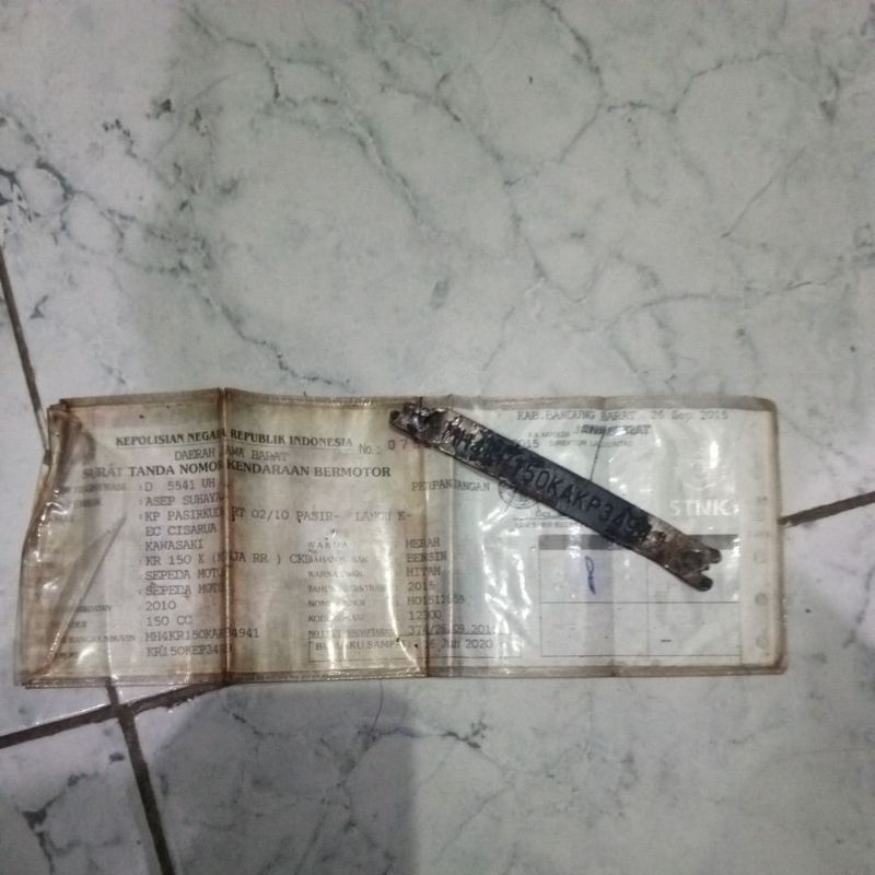 no rangka dan STNK ninja rr