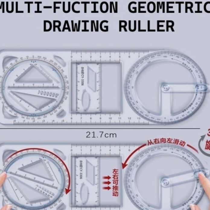 

LUAR BIASA Penggaris gambar busur derajat penggaris multifungsi putar