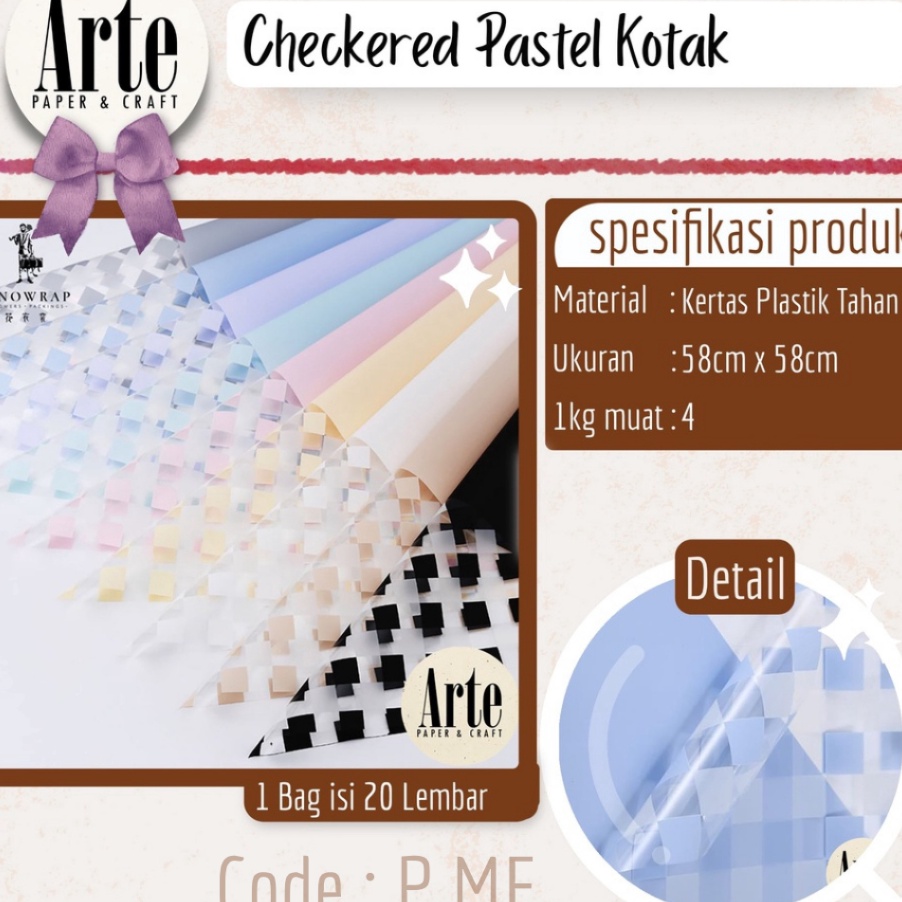 

FANTASTIS 2 Lembar Cellophane Checkered Pastel Kotak Kertas Buket Korea Bunga Flower Wrapping Paper Kado Arte Grosir Jakarta PMF