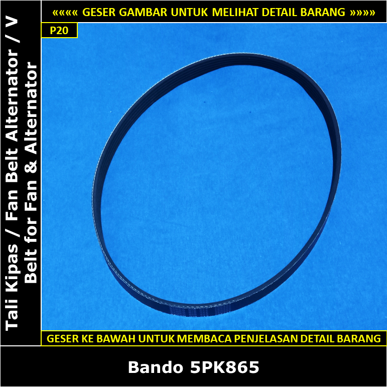Tali Kipas Fan Belt Alternator Toyota Kijang Kapsul 2000 cc 2.0 EFI 1RZ-E 2000-2004 Bando 5PK865 V B