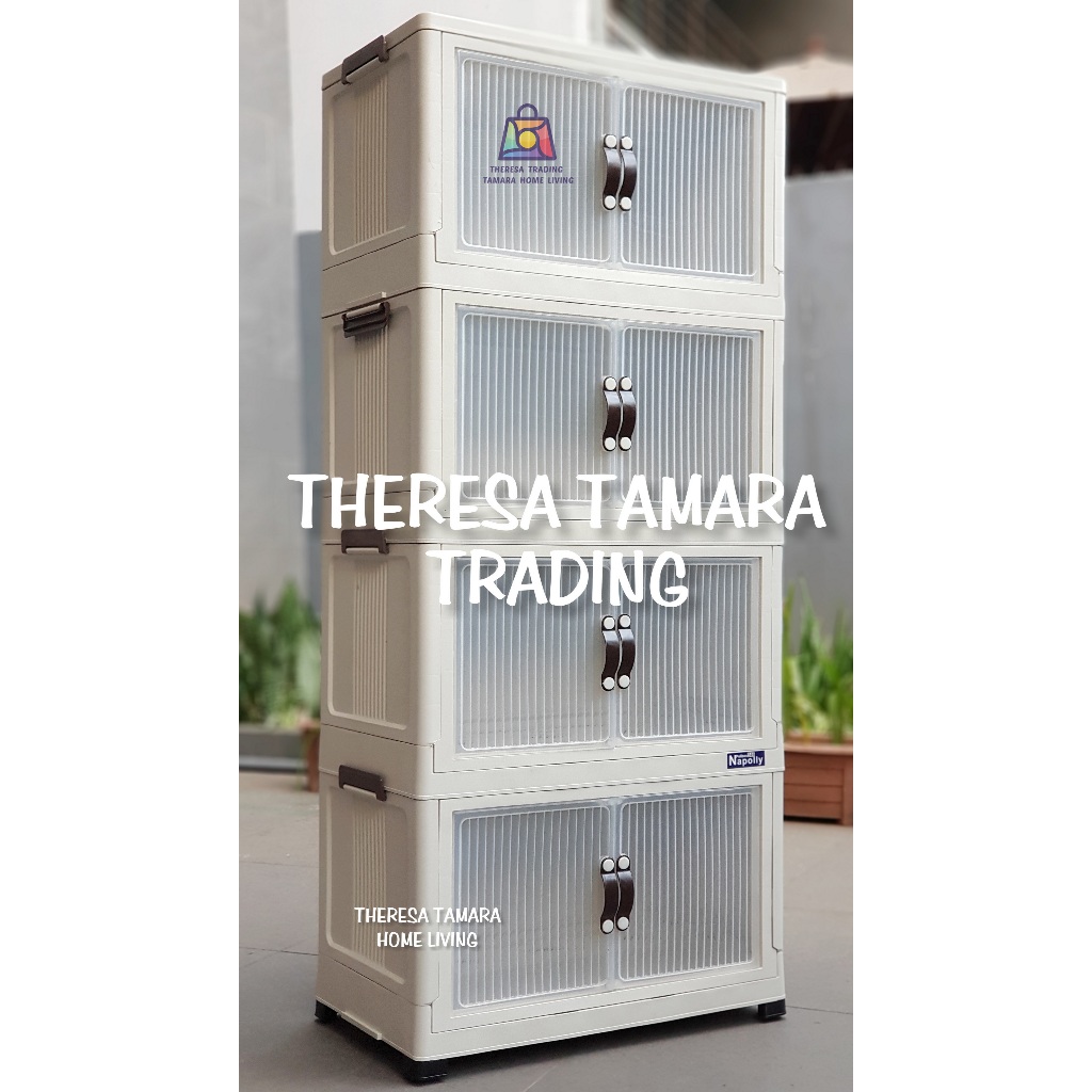 LEMARI PLASTIK NAPOLLY POLIBOX 446 SUSUN 4 - 8 PINTU MAGNETIK + RODA