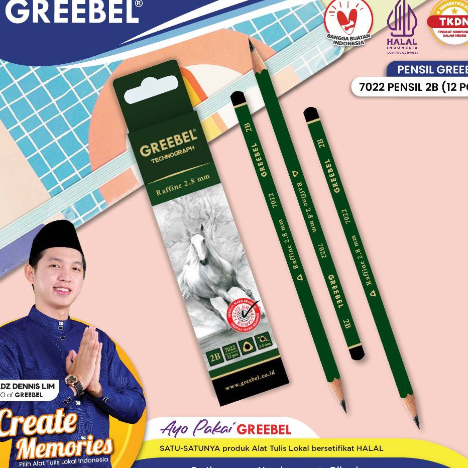 

GREEBEL Pensil Kayu 2B 722 Pensil Tulis Grafit Graphite Pensil Ujian Sekolah Pensil Gambar