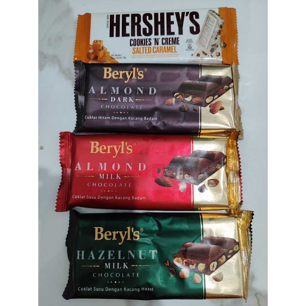 

Beryls Bar 90g Chocolate Premium beryl's Malaysia (sudah ada label BPOM Halal)