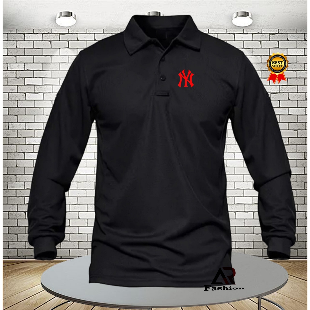 POLO Shirt KAOS POLO LENGAN PANJANG PRIA/WANITA POLO NY MERAH