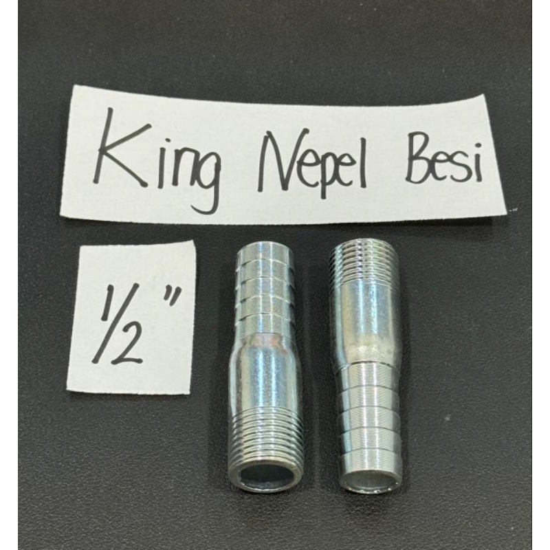 king nipple 1/2 inchi besi galvanis sambungan pipa nepel selang niple