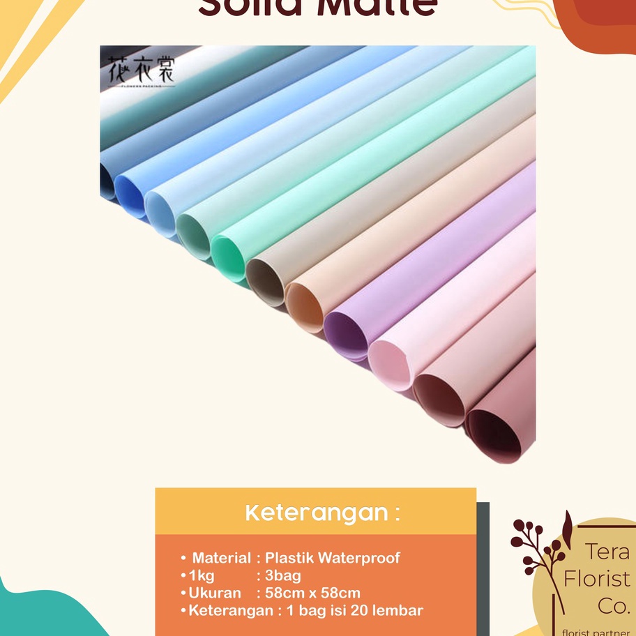 

PESTA DISKON 2 Lembar Cellophane Solid Matte Kertas Bunga Flower Wrapping Kertas Buket Wrap Paper Bungkus Bouquet Waterproof Pembungkus Kado PHX1