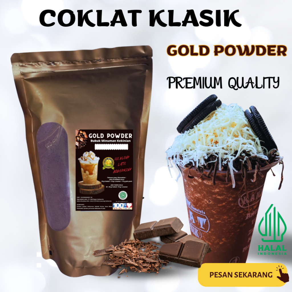 

GOLD Powder 1 Kg RASA COKLAT KLASIK | Minuman Bubuk Instan | Bubuk Aneka rasa NYOKLAT powder drink